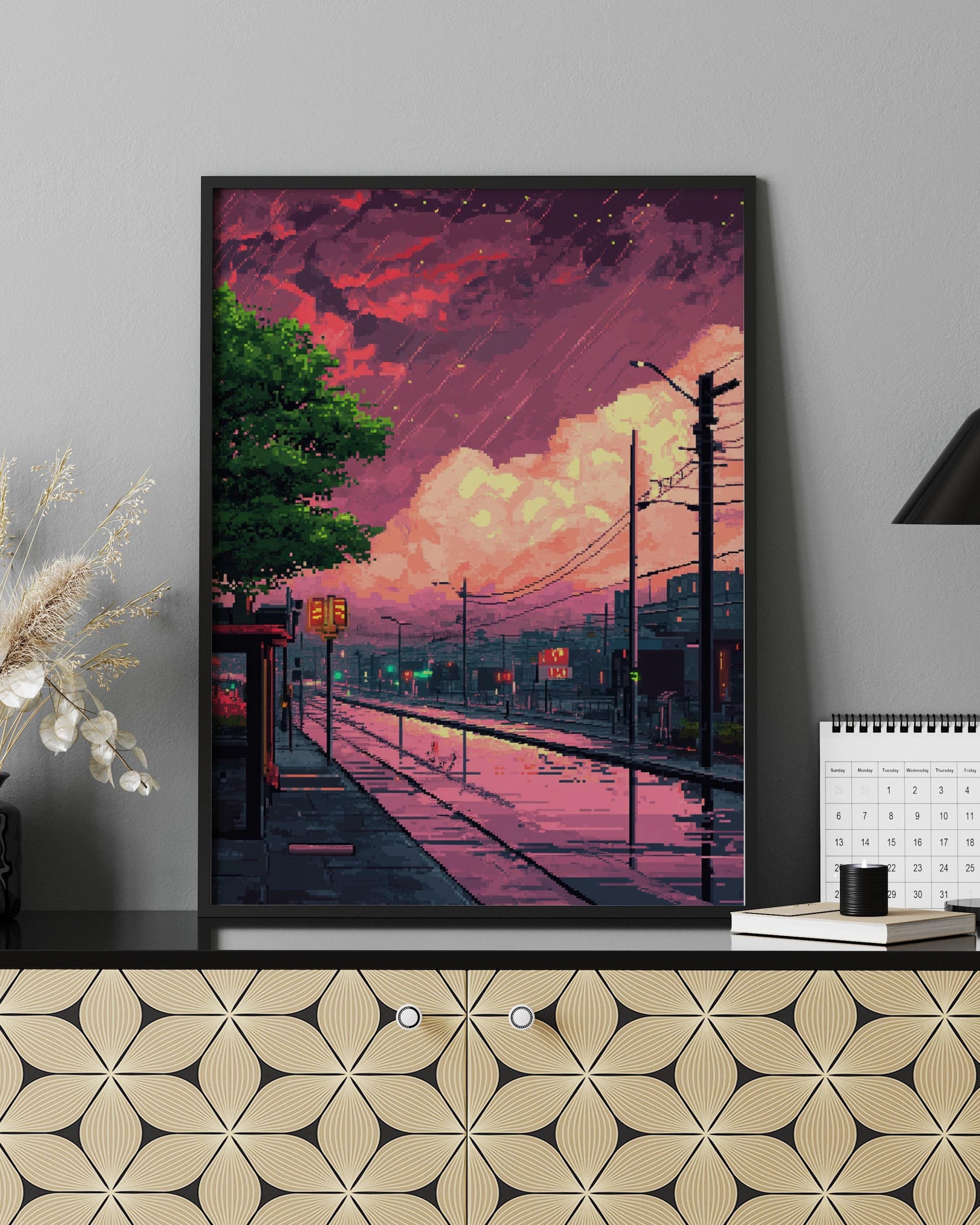 Vibrant 8-Bit Matte Posters, Retro Cityscape Wall Art, Aesthetic Room Decor, Retro Posters for Home, Unique Gift Idea