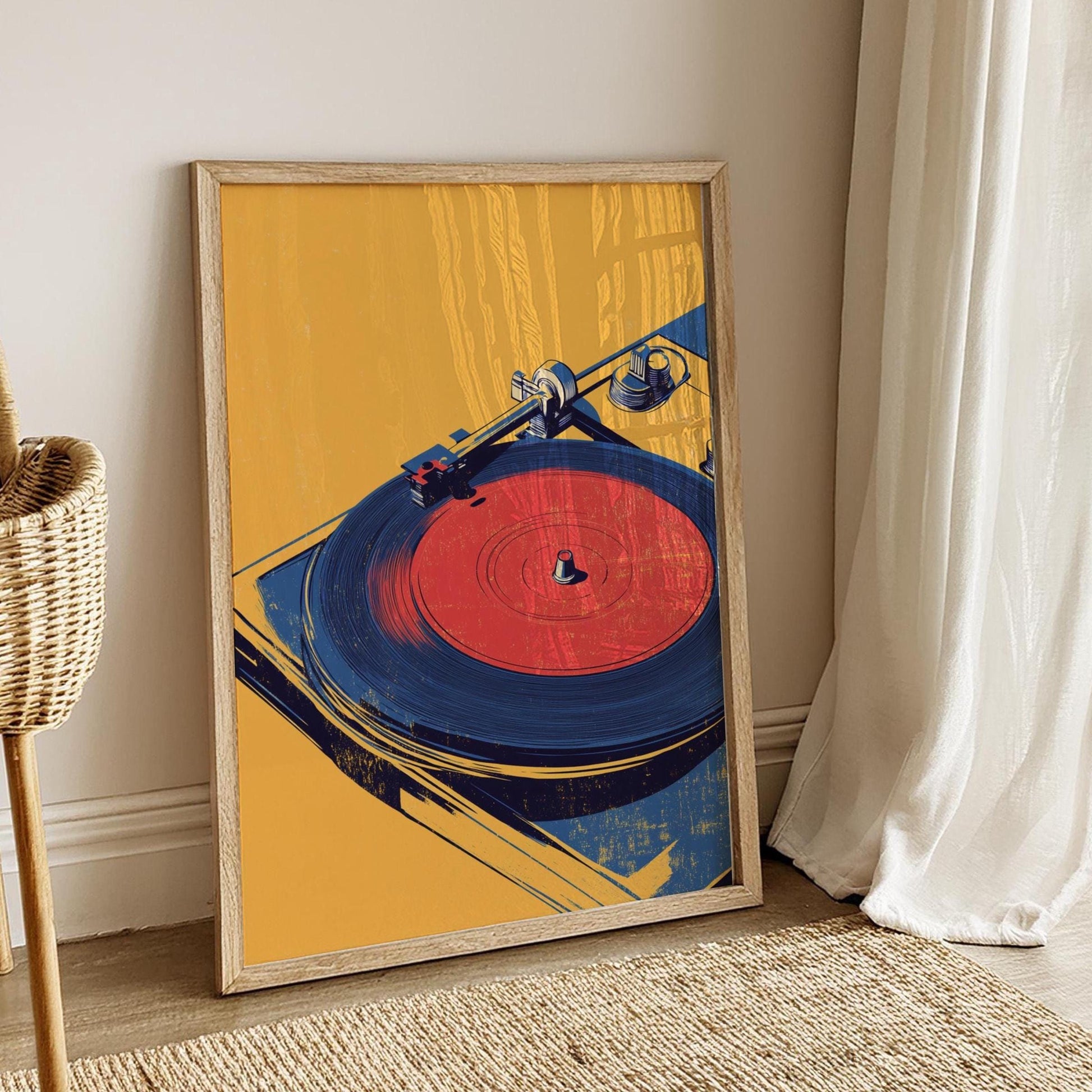 Retro Vinyl Record Poster, Music Decor Wall Art, Vintage Record Player Print, Gift for Music Lovers, Home Office Decor, Unique Art
