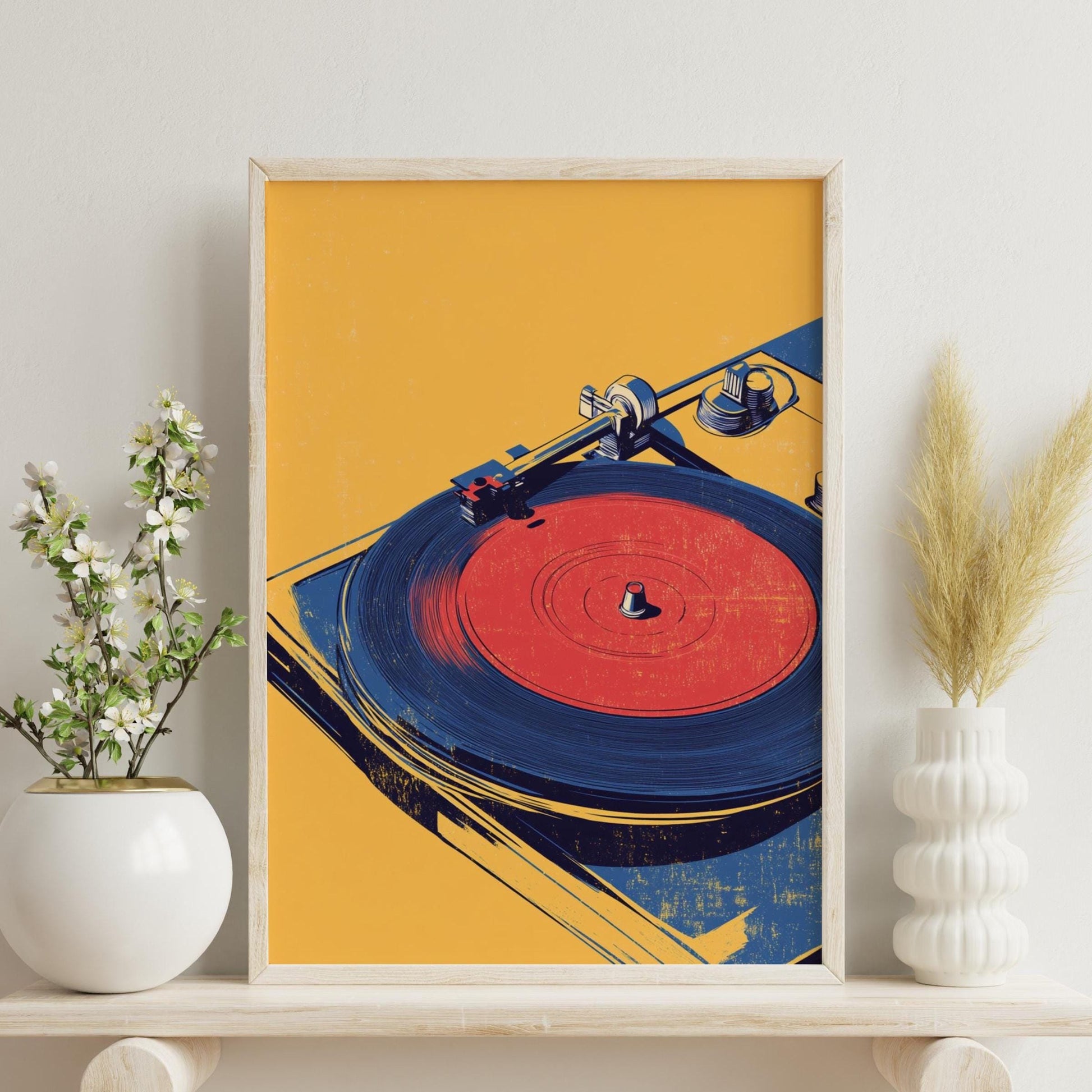 Retro Vinyl Record Poster, Music Decor Wall Art, Vintage Record Player Print, Gift for Music Lovers, Home Office Decor, Unique Art
