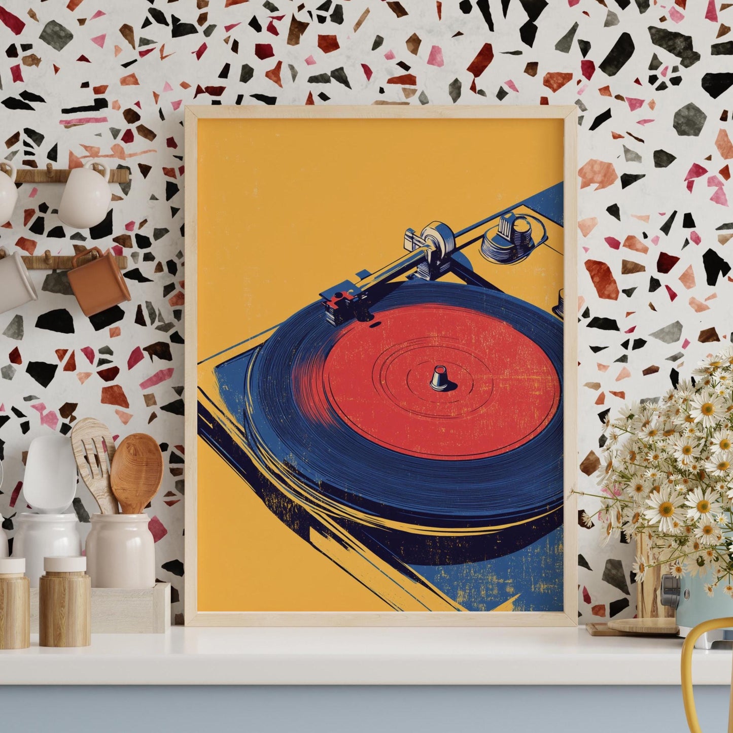 Retro Vinyl Record Poster, Music Decor Wall Art, Vintage Record Player Print, Gift for Music Lovers, Home Office Decor, Unique Art