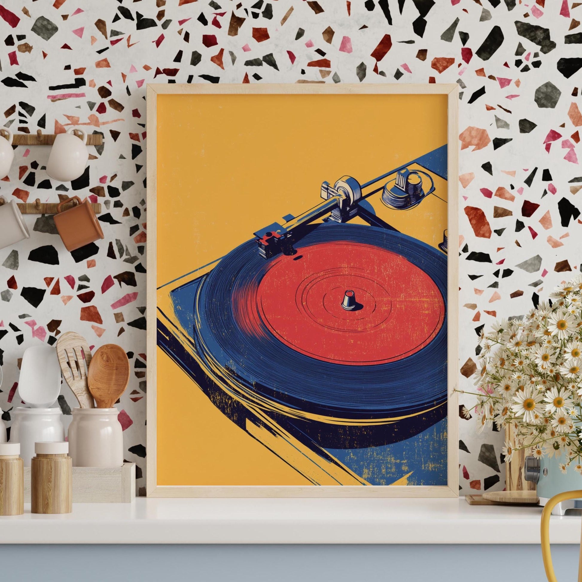 Retro Vinyl Record Poster, Music Decor Wall Art, Vintage Record Player Print, Gift for Music Lovers, Home Office Decor, Unique Art