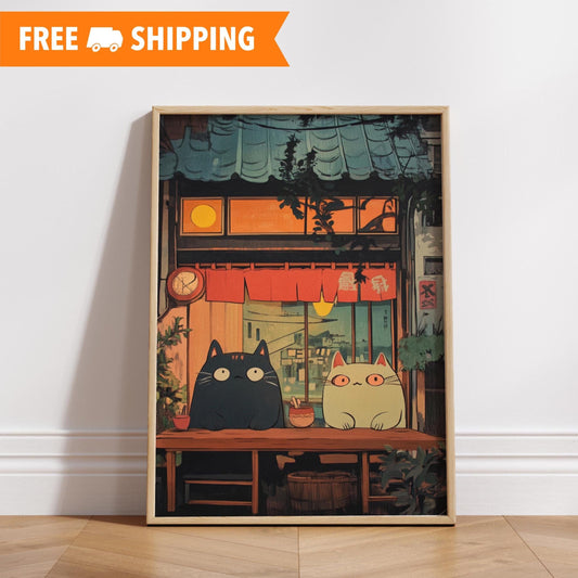 Whimsical Cat Restaurant Posters - Cozy Home Decor, Wall Art for Cat Lovers, Cute Animal Prints, Home and Living, Ghibli inspired