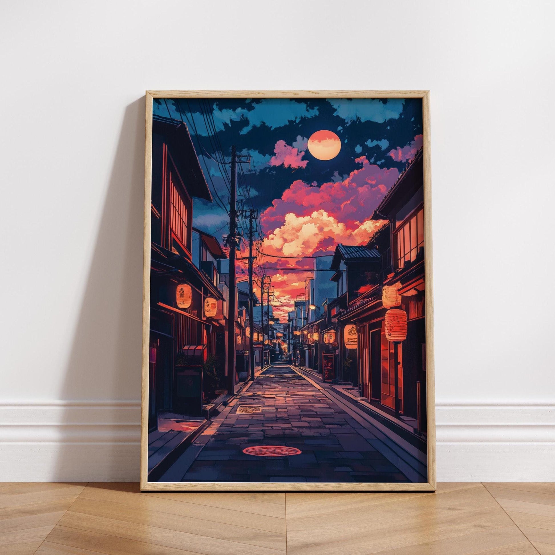 Tokyo Cityscape Poster | Manga-Style Street Art | Vibrant Japanese Wall Decor for Anime Lovers & Urban Enthusiasts | Aesthetic Art |