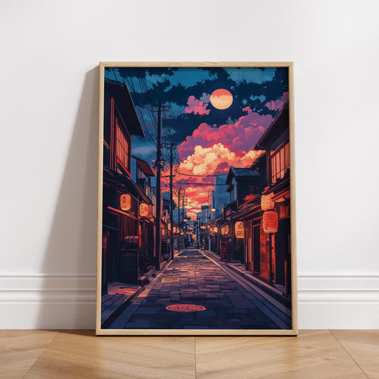 Tokyo Cityscape Poster | Manga-Style Street Art | Vibrant Japanese Wall Decor for Anime Lovers & Urban Enthusiasts | Aesthetic Art |