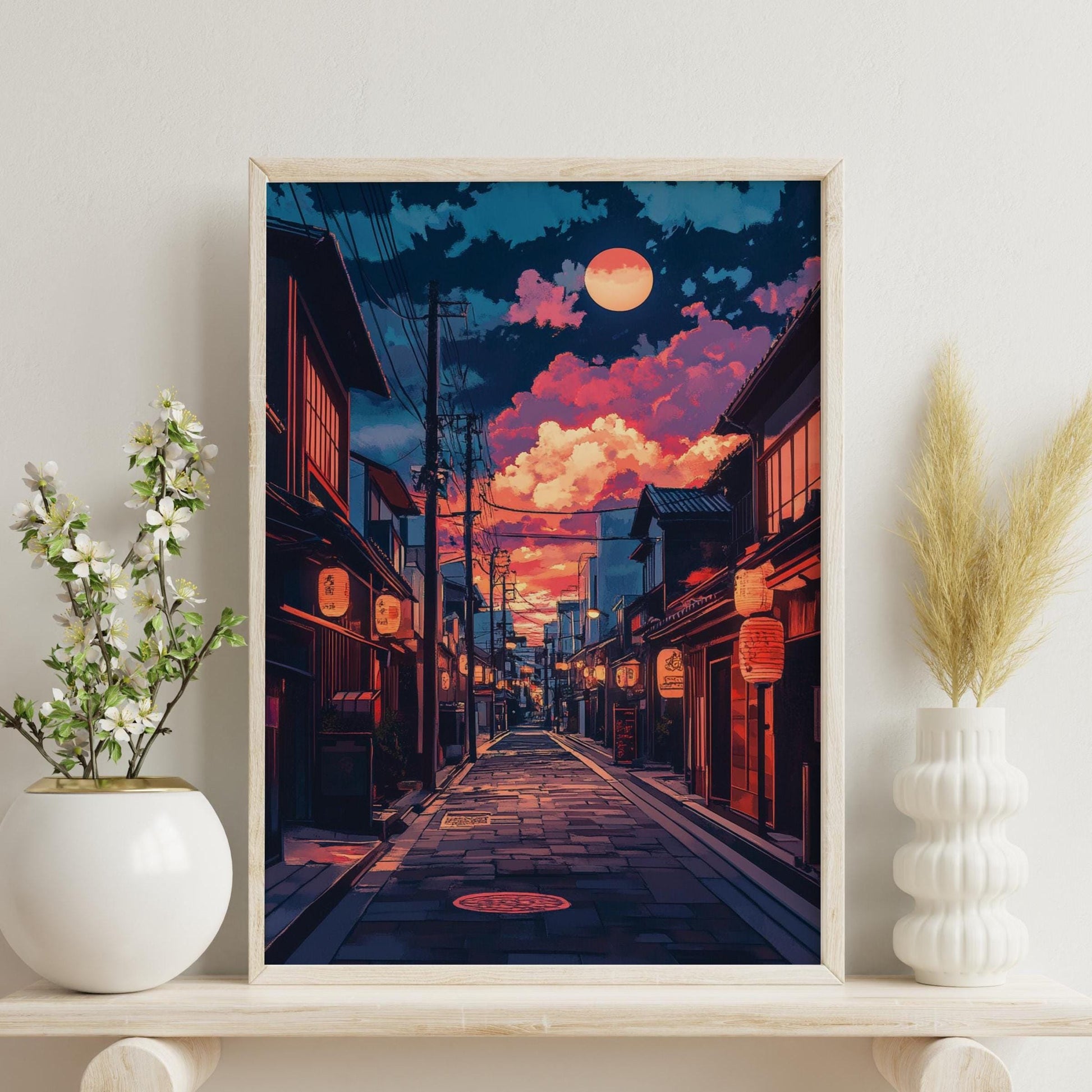 Tokyo Cityscape Poster | Manga-Style Street Art | Vibrant Japanese Wall Decor for Anime Lovers & Urban Enthusiasts | Aesthetic Art |