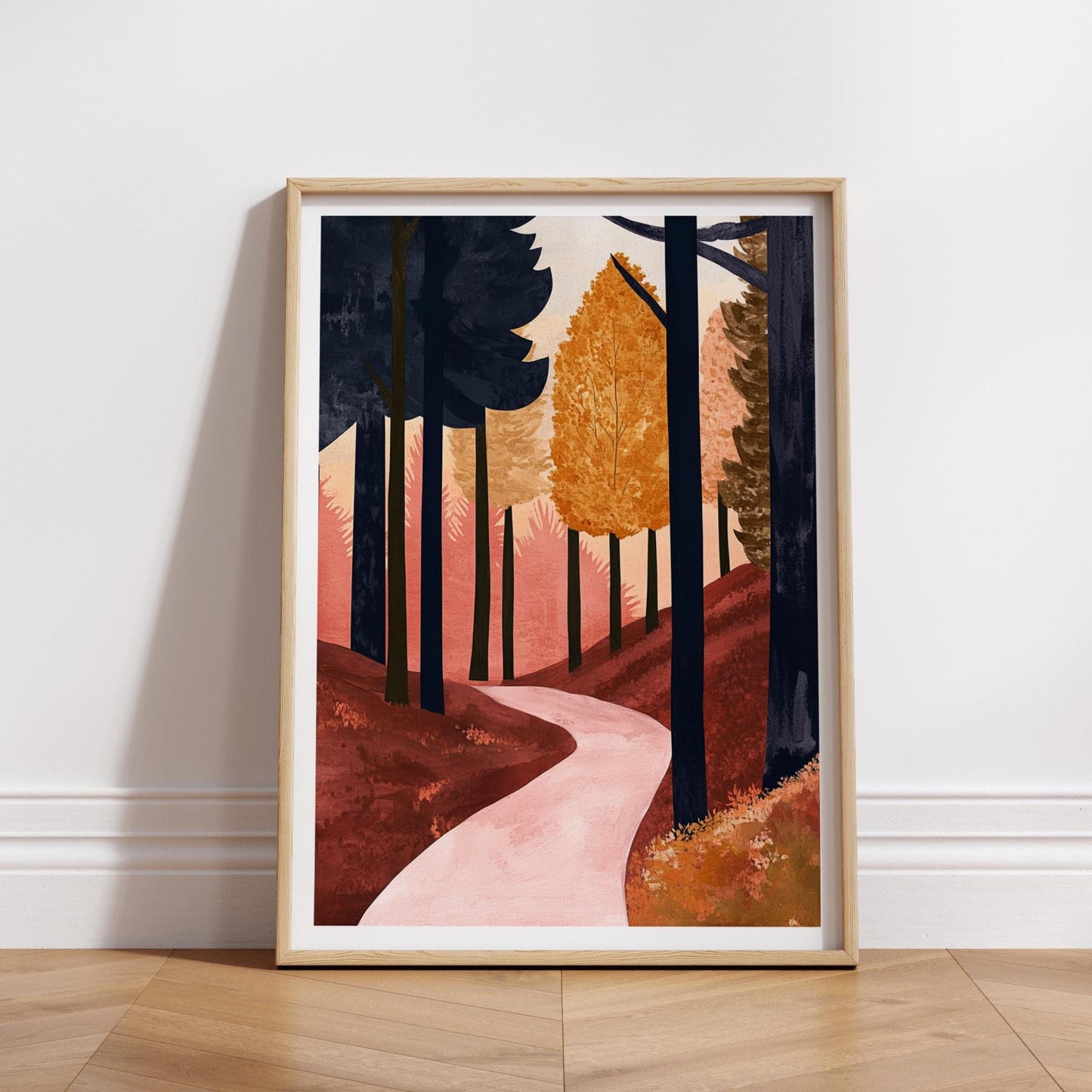 Autumn Path Forest Matte Poster, Cozy Home Decor, Fall Wall Art, Nature Poster, Gift for Her, Seasonal Decor, Living Room Wall Art