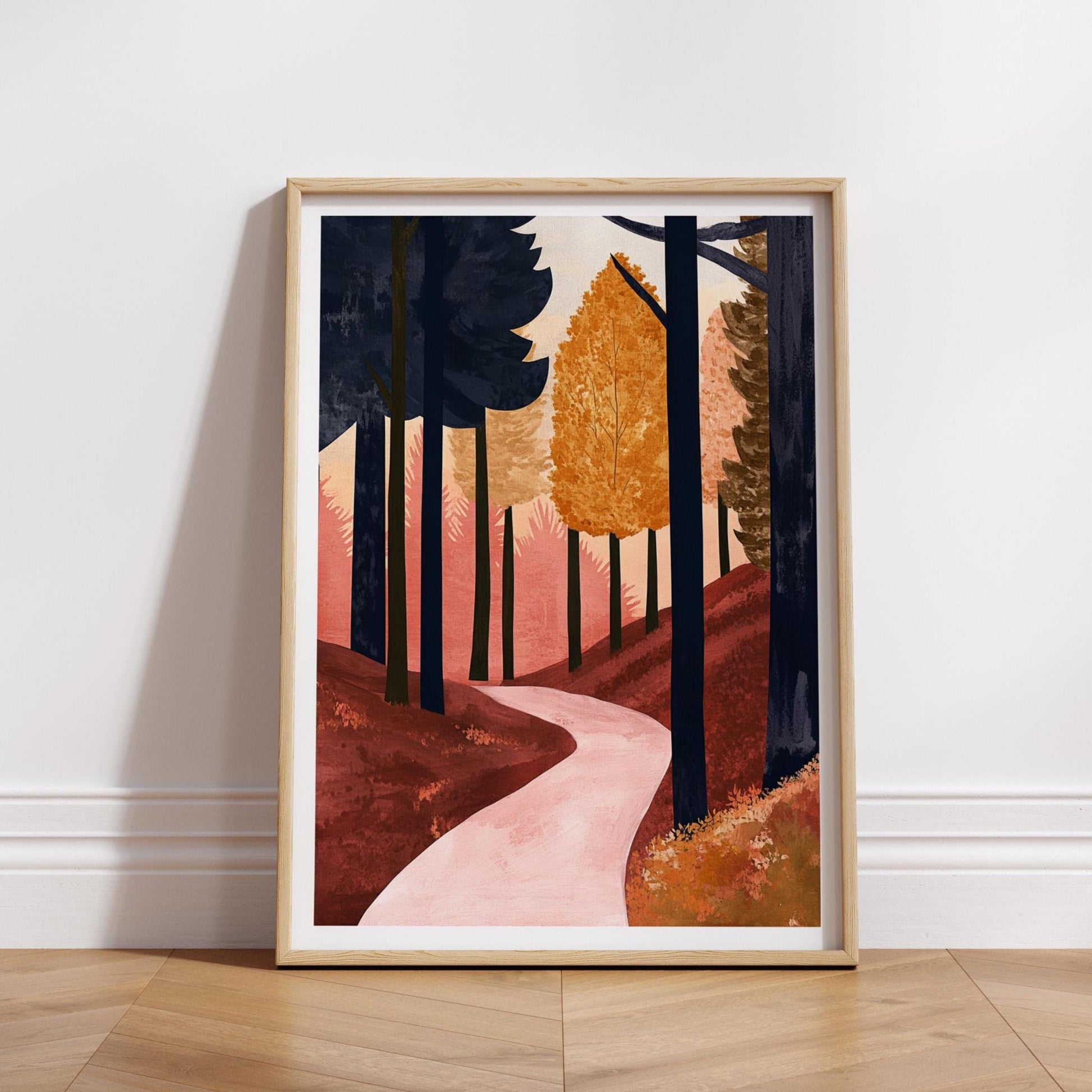 Autumn Path Forest Matte Poster, Cozy Home Decor, Fall Wall Art, Nature Poster, Gift for Her, Seasonal Decor, Living Room Wall Art