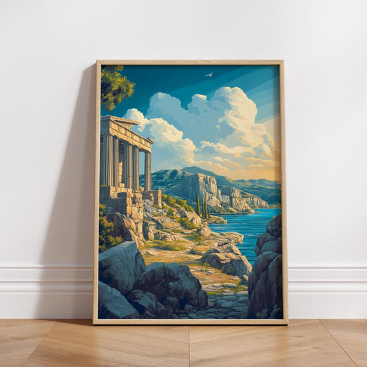 Ancient Greek Landscape Posters - Serene Landscape Art for Home Decor, Wall Art, Gifts for Nature Lovers, Coastal Art, Greek History.