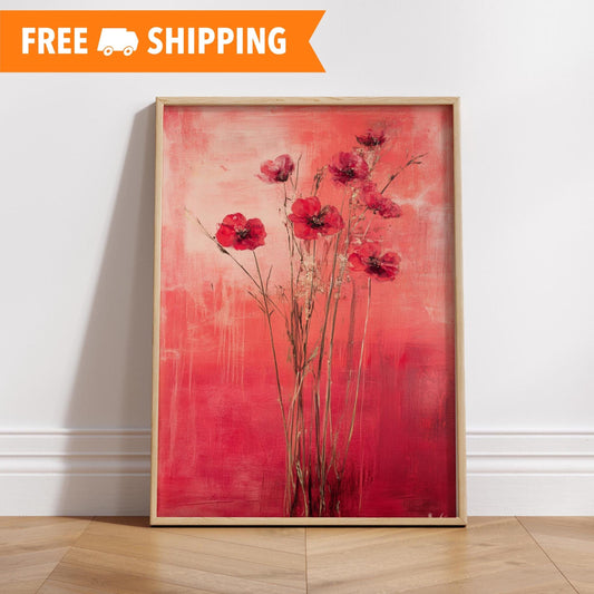 Bold Floral Art Print Poster, Boho Wall Decor, Home Gallery, Gift for Her, Modern Wall Art, Wedding Decor, Pink Flower Poster