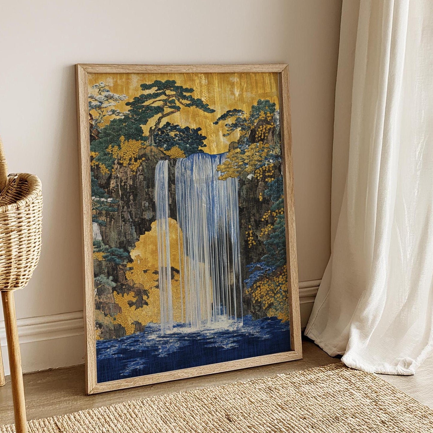 Serene Japanese Waterfall Art Print, Matte Vertical Posters for Home Decor, Nature Wall Art, Gift for Nature Lovers, Asian Inspired Design