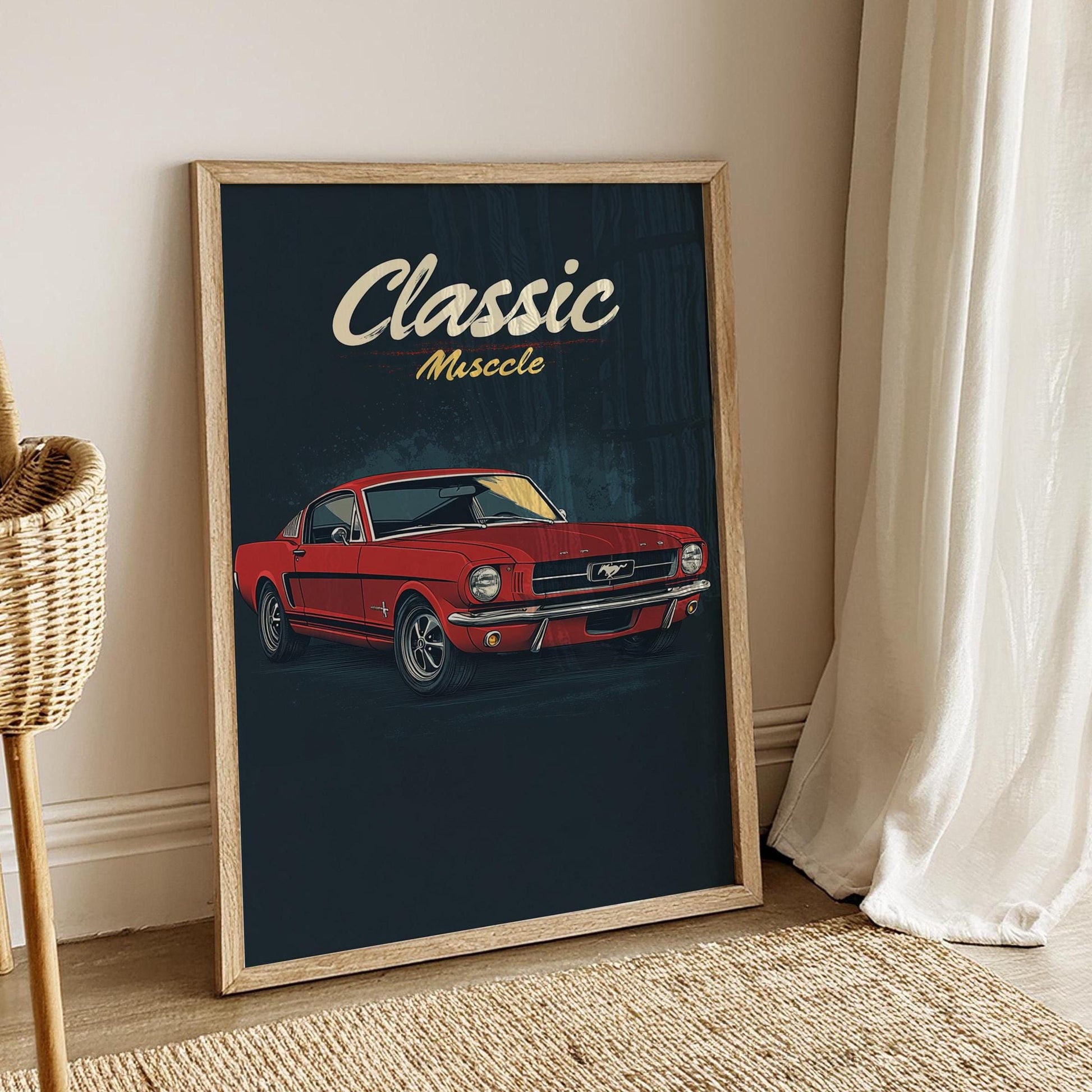 Classic Muscle Car Poster, Vintage Wall Art, Gift for Car Lovers, Retro Home Decor, Automotive Fan Art, Birthday Gift Ideas