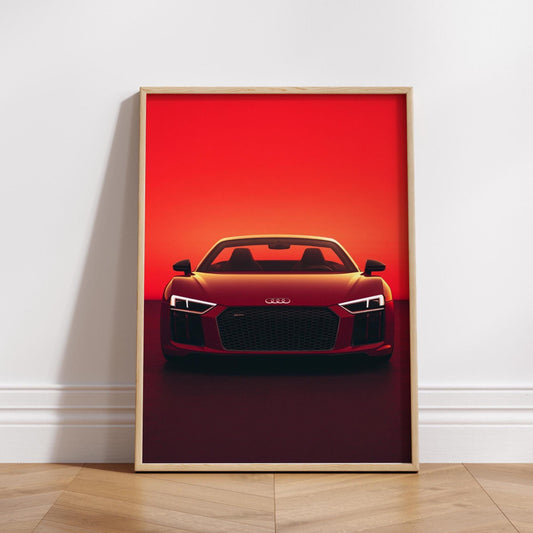 Modern Red Sports Car Wall Art – Bold Aesthetic Automotive Poster, Minimalist Car Decor, Luxury Vehicle Print, Gift for Car Lovers