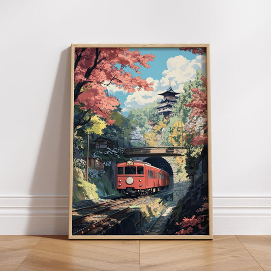 AnimeTrain Art Poster | Matte Vertical Posters for Home Decor | Nostalgic Wall Art for Travelers, Gift for Train Lovers, Scenic Landscape
