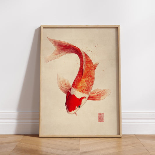 Koi Fish Aesthetic Art Poster, Calming Wall Decor for Nature Lovers, Home Office Wall Art, Meditation Room Decor, Gift for Fish Enthusiasts