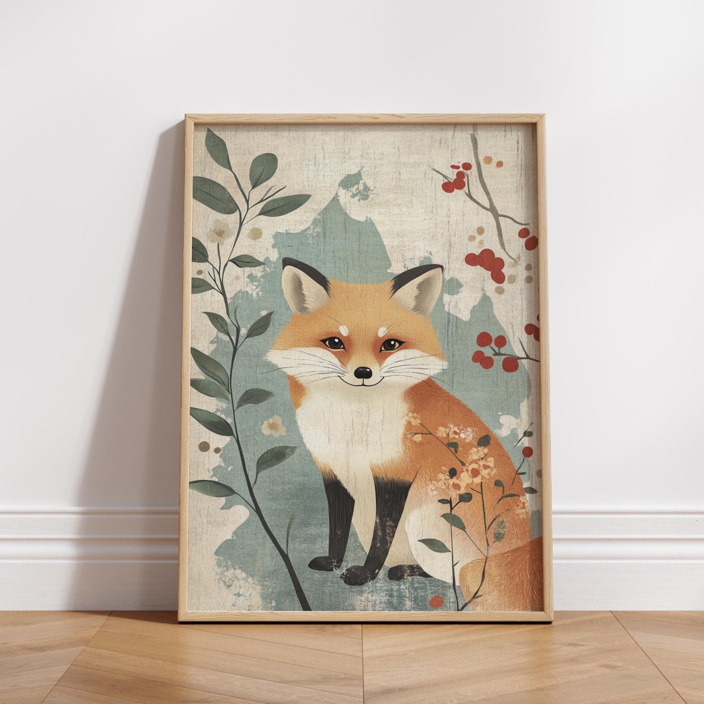 Whimsical Fox Poster Art, Nature-Inspired Wall Decor, Cute Animal Print, Bedroom or Office Wall Art, Gift for Animal Lovers