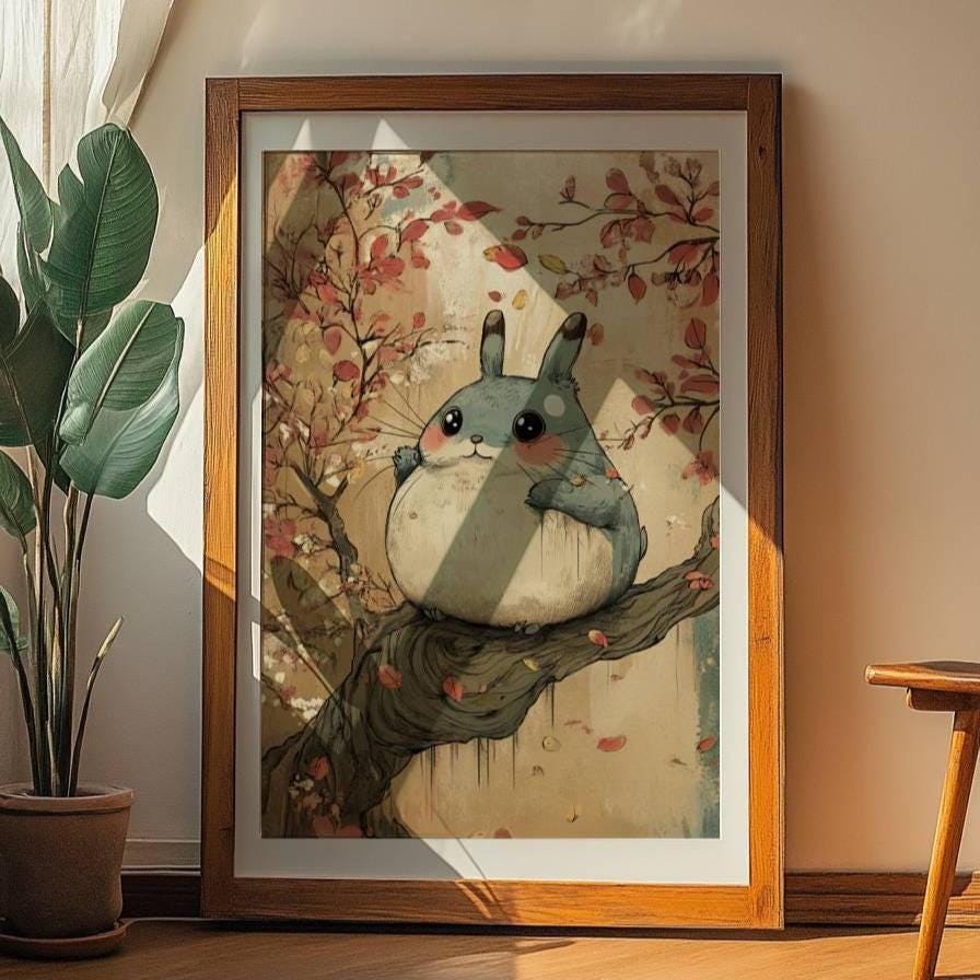 Whimsical Cute Bunny Matte Posters for Home Decor, Cute Animal Art, Vintage Aesthetic, Great for Kids' Rooms, Gift for Nature Lovers