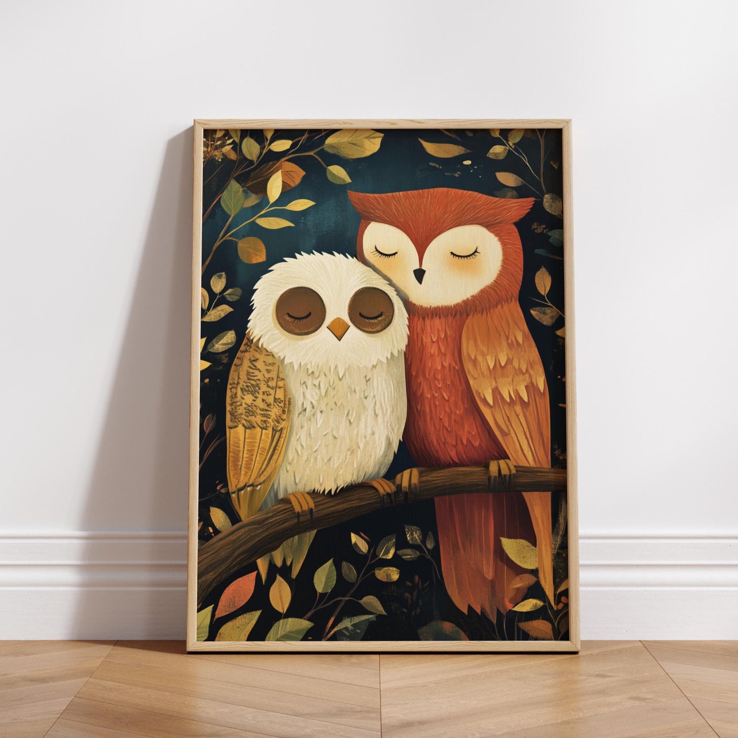Cozy Owl Couple Love Poster, Cute Animal Wall Art, Perfect for Home Decor, Gifts for Animal Lovers, Nursery Art, Couples Art.