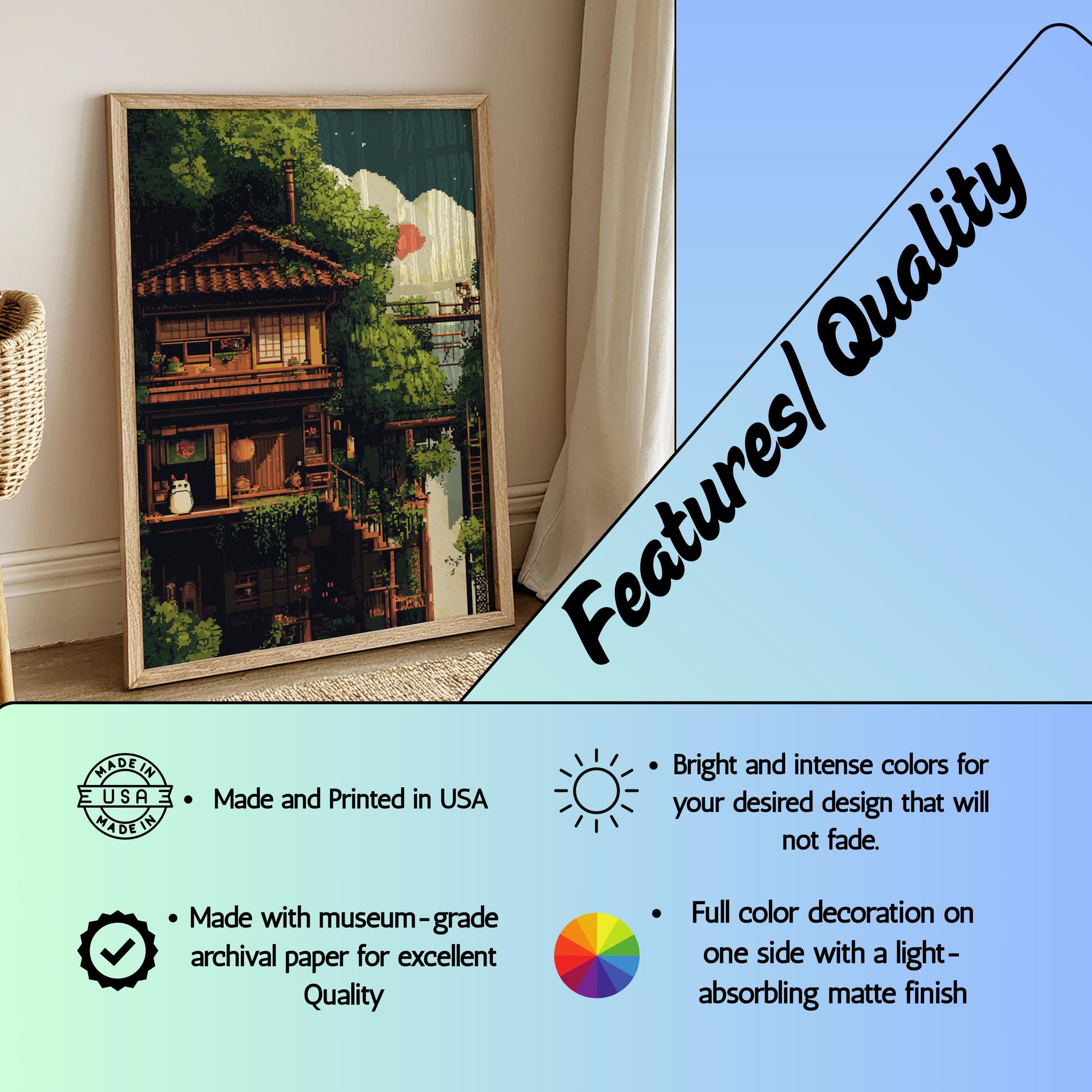 Retro 8 Bit Camping Adventure Poster, Vintage Landscape Wall Art, Boho Home Decor, Nature Photography Print, Unique Gift for Travelers