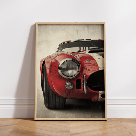 Vintage Shelby Cobra Sports Car Matte Vertical Poster, Wall Art Decor Print, Classic Car Enthusiast Gift, Garage Man Cave Decor, Retro