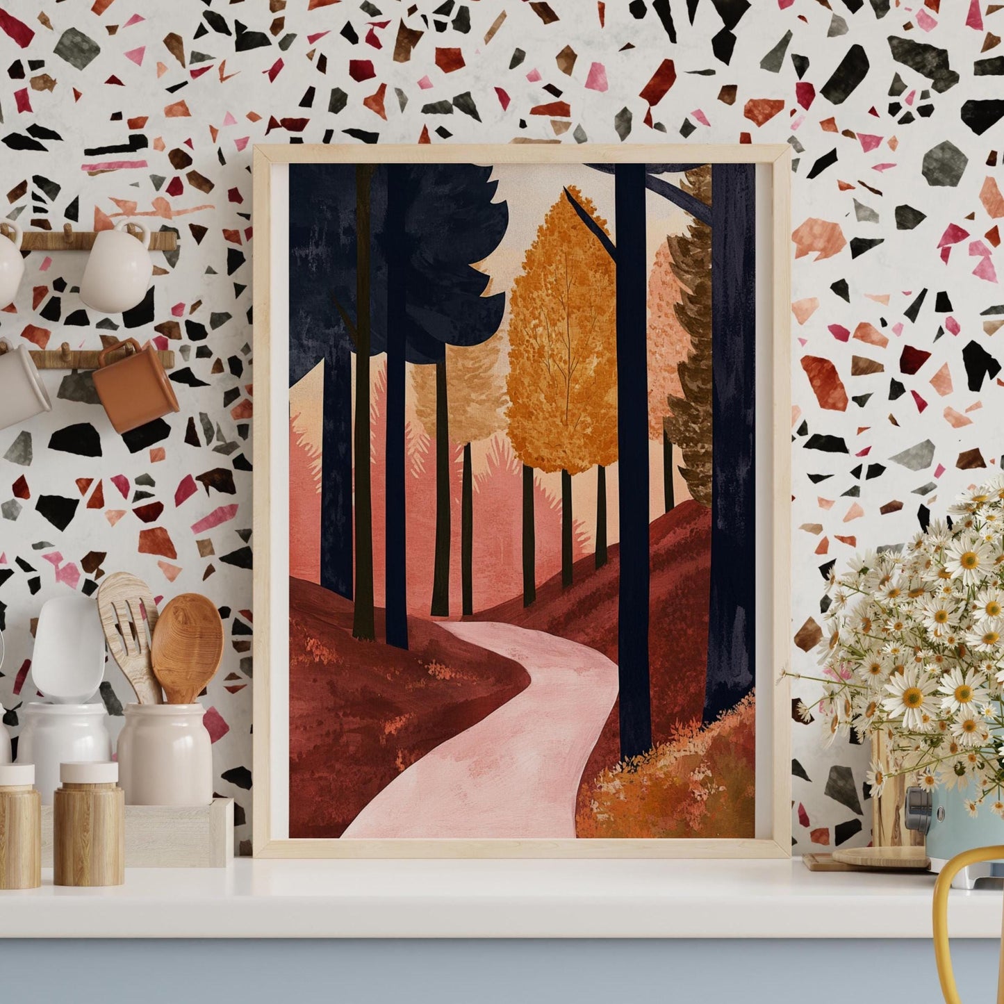 Autumn Path Forest Matte Poster, Cozy Home Decor, Fall Wall Art, Nature Poster, Gift for Her, Seasonal Decor, Living Room Wall Art