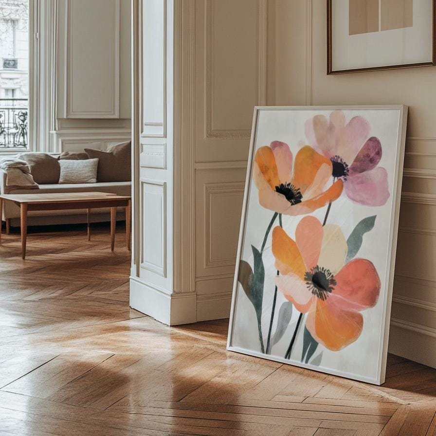 Floral Art Print | Matte Vertical Posters, Wall Decor, Home Office Art, Gift for Her, Mother's Day Gift, Boho Wall Art
