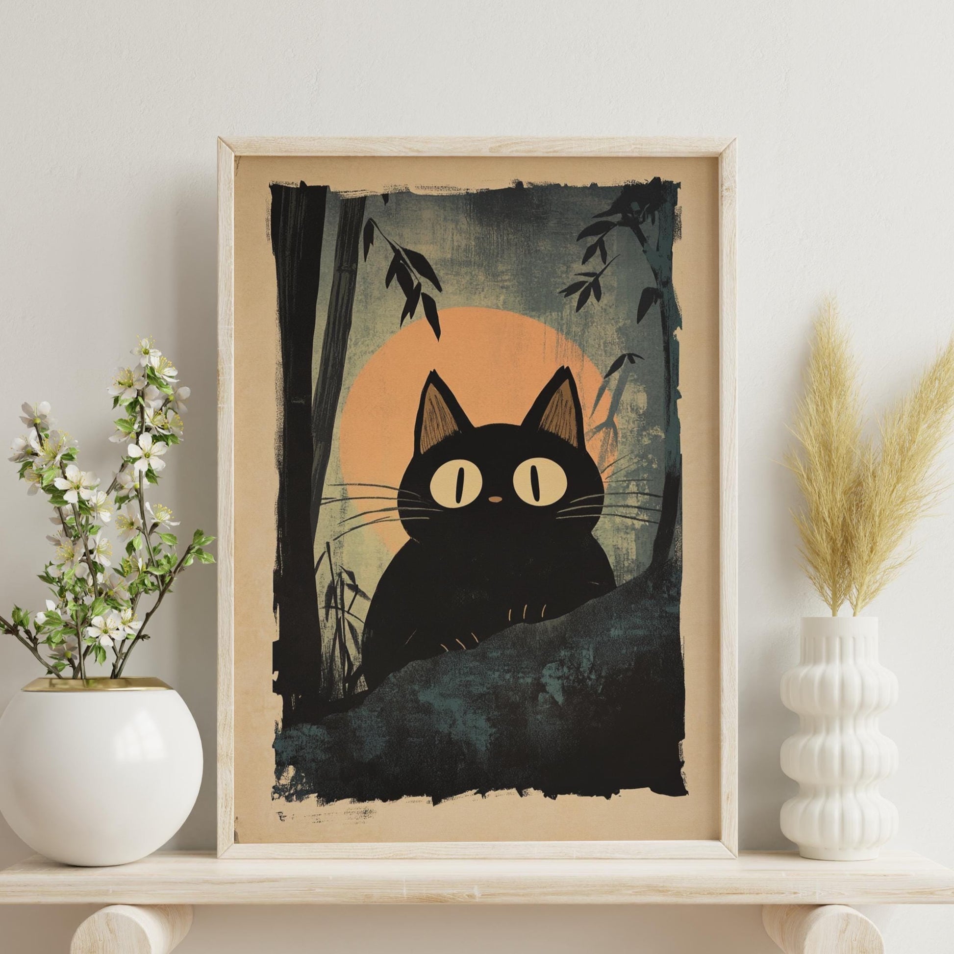 Whimsical Cat Wall Art Poster, Matte Vertical Cat Art, Home Decor, Cute Cat Print, Gifts for Cat Lovers, Animal Art
