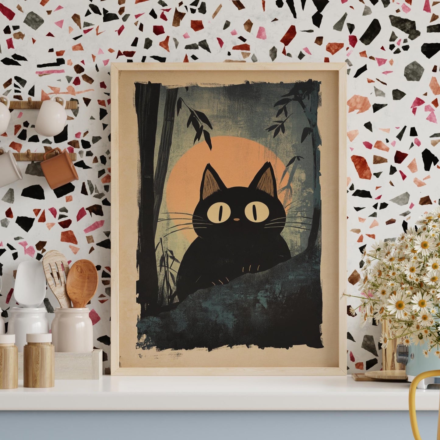 Whimsical Cat Wall Art Poster, Matte Vertical Cat Art, Home Decor, Cute Cat Print, Gifts for Cat Lovers, Animal Art