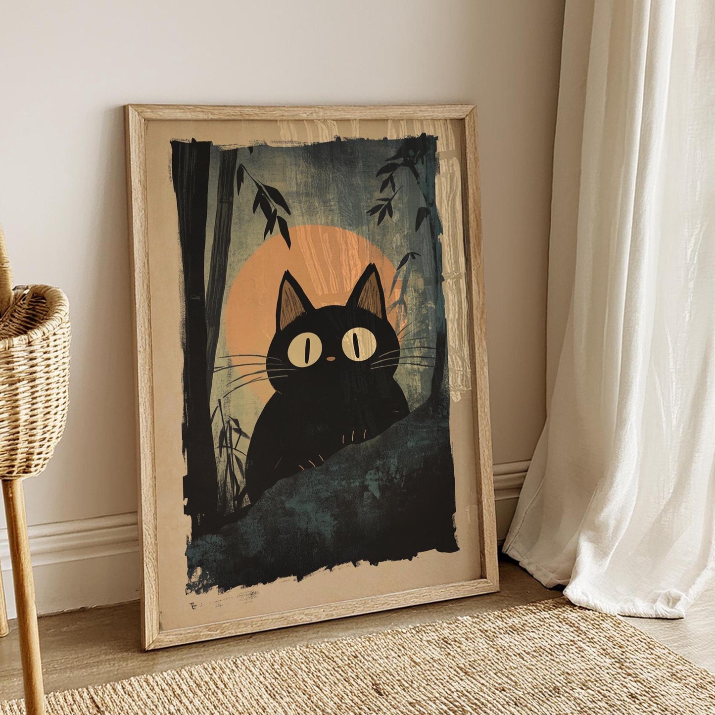 Whimsical Cat Wall Art Poster, Matte Vertical Cat Art, Home Decor, Cute Cat Print, Gifts for Cat Lovers, Animal Art