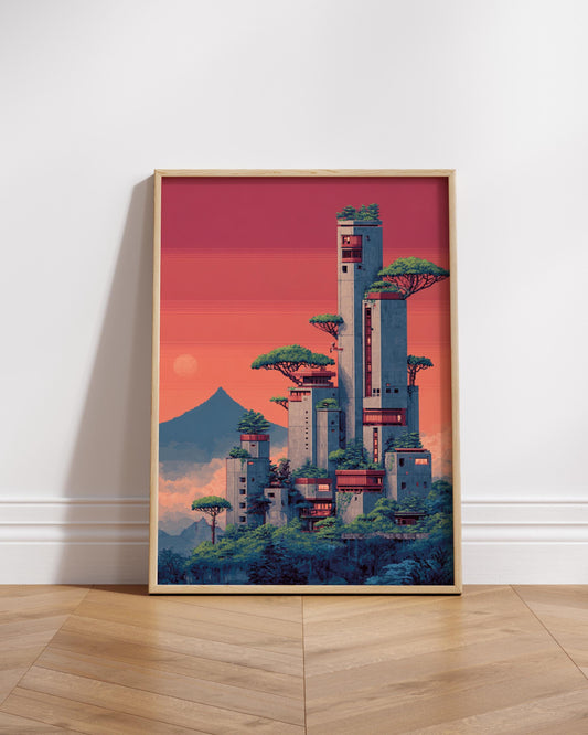 Stunning 8-Bit Matte Poster - Vintage Mountain Landscape Art, Home Decor, Wall Art, Office Decor, Gift Idea, Nature Print, Eco-Friendly