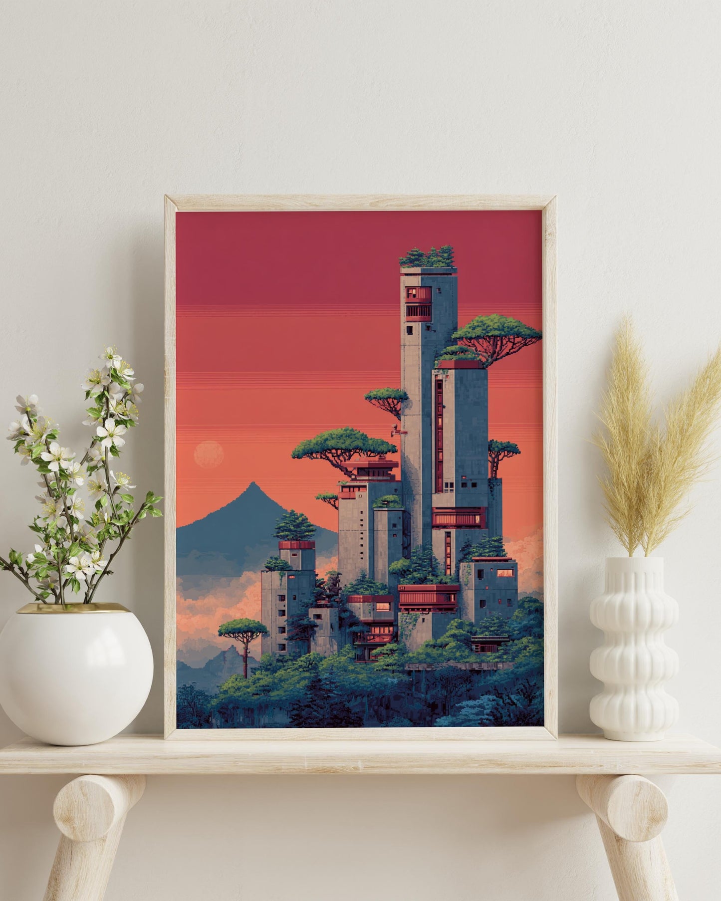 Stunning 8-Bit Matte Poster - Vintage Mountain Landscape Art, Home Decor, Wall Art, Office Decor, Gift Idea, Nature Print, Eco-Friendly