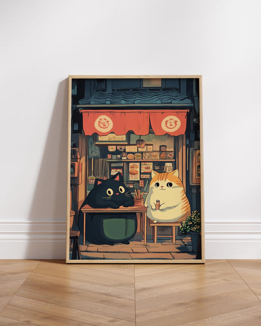 Whimsical Cat Restaurant Posters - Cozy Home Decor, Wall Art for Cat Lovers, Cute Animal Prints, Home and Living, Ghibli inspired