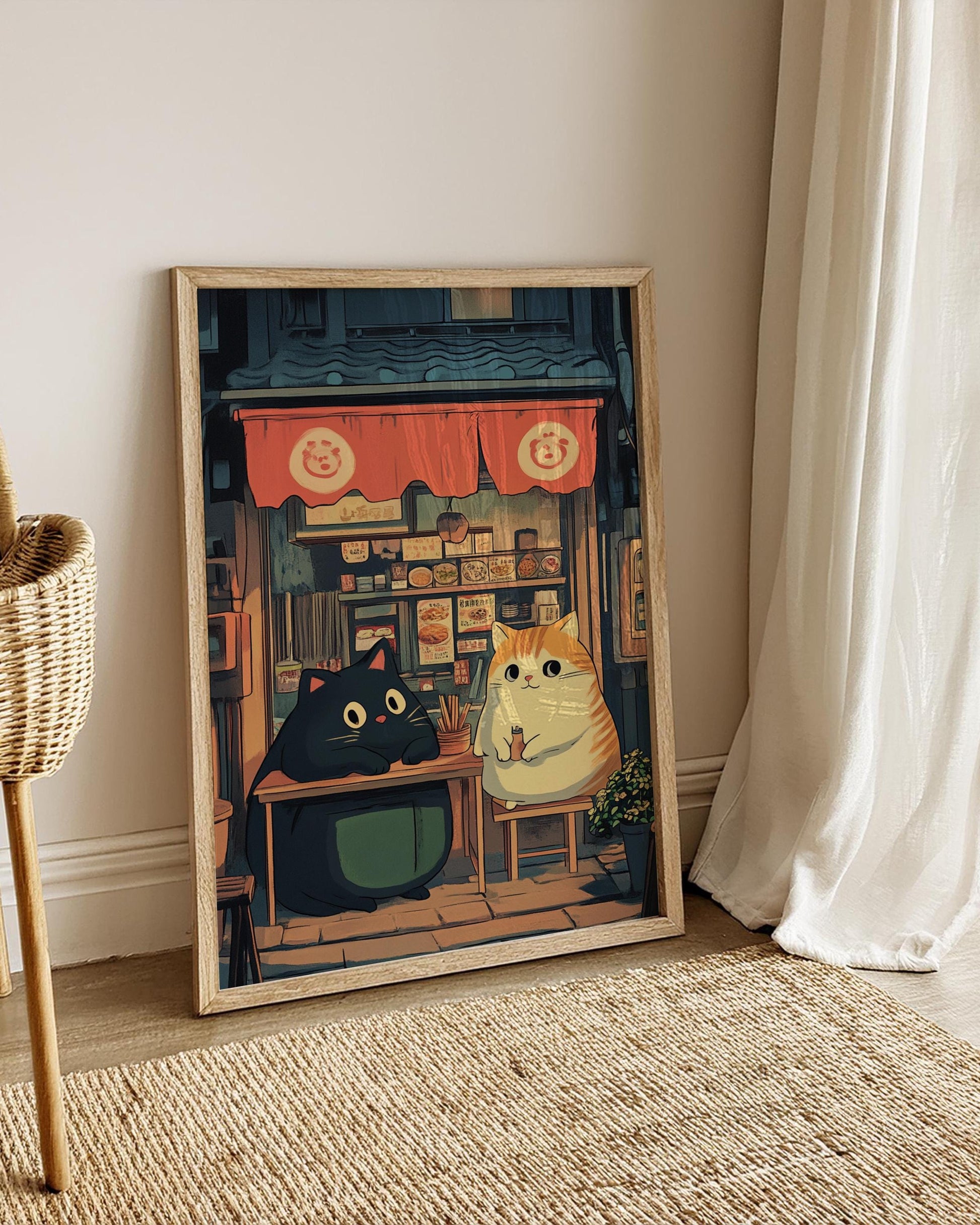 Whimsical Cat Restaurant Posters - Cozy Home Decor, Wall Art for Cat Lovers, Cute Animal Prints, Home and Living, Ghibli inspired