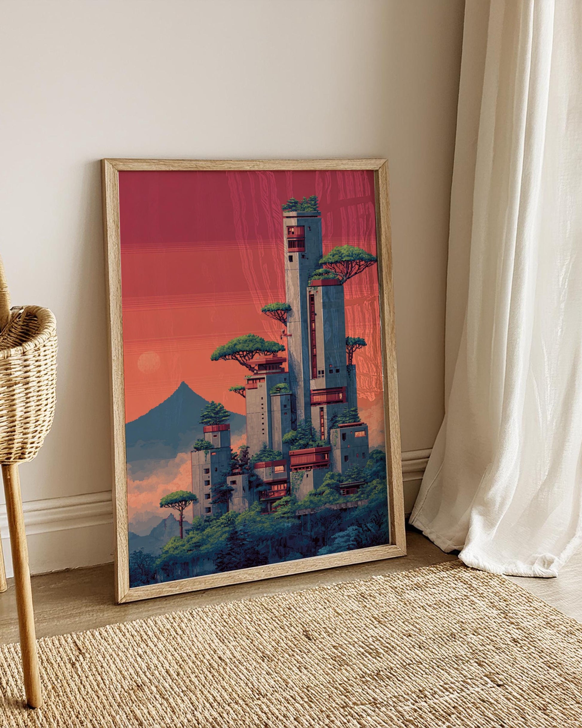 Stunning 8-Bit Matte Poster - Vintage Mountain Landscape Art, Home Decor, Wall Art, Office Decor, Gift Idea, Nature Print, Eco-Friendly