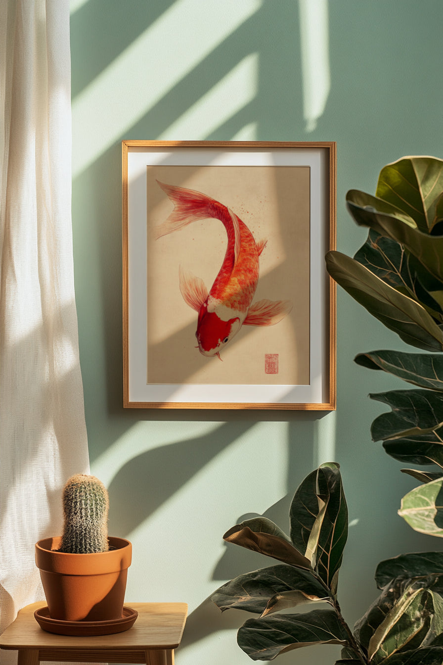 Koi Fish Aesthetic Art Poster
