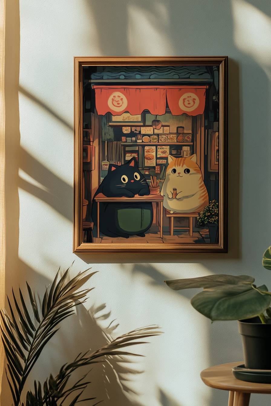 Whimsical Cat Cafe Poster
